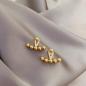 Preview: 360Home Silber pin Perle luftige Vintage Ohrringe E2145 gold